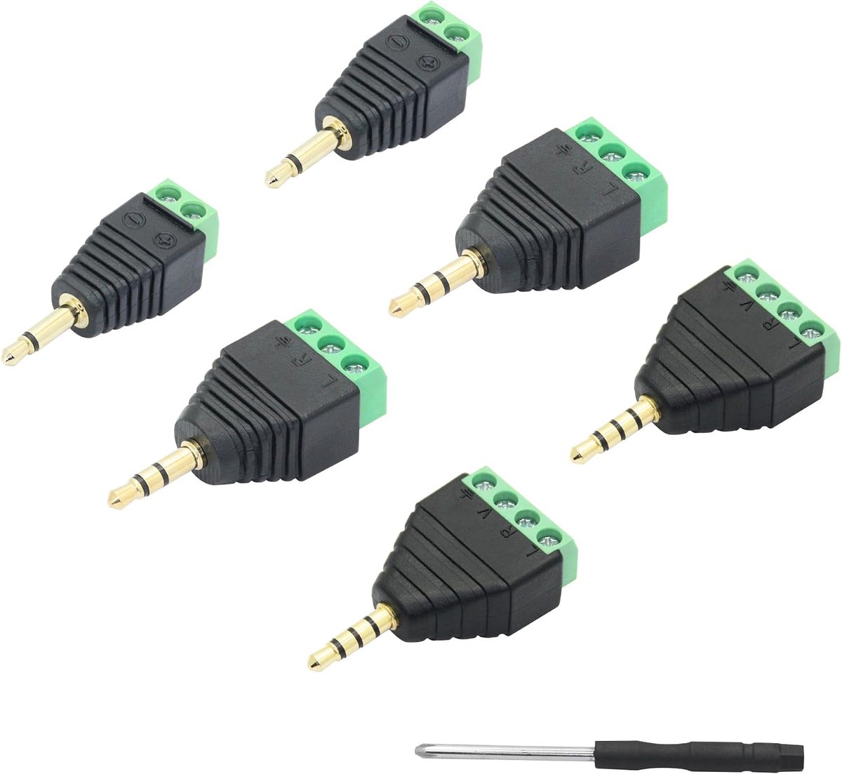 3.5mm gold plated screw terminal connection, stereo audio balance male plug to headset adapter, 2-3-4 pin screw - ShopVlot