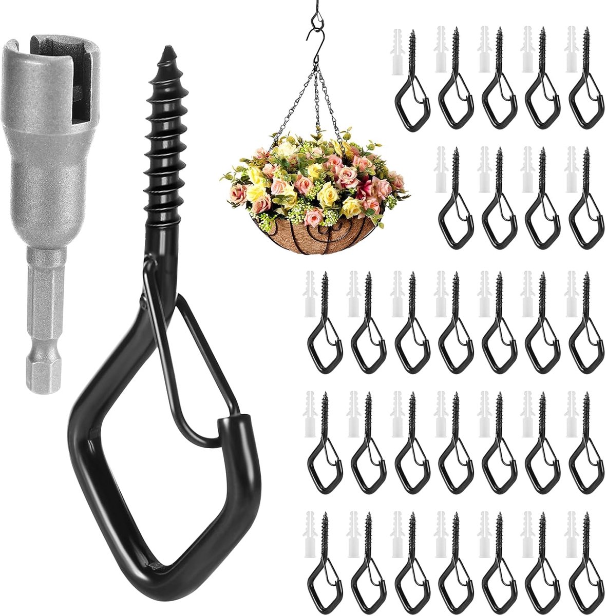 30 pcs black hooks for screwing on - ShopVlot