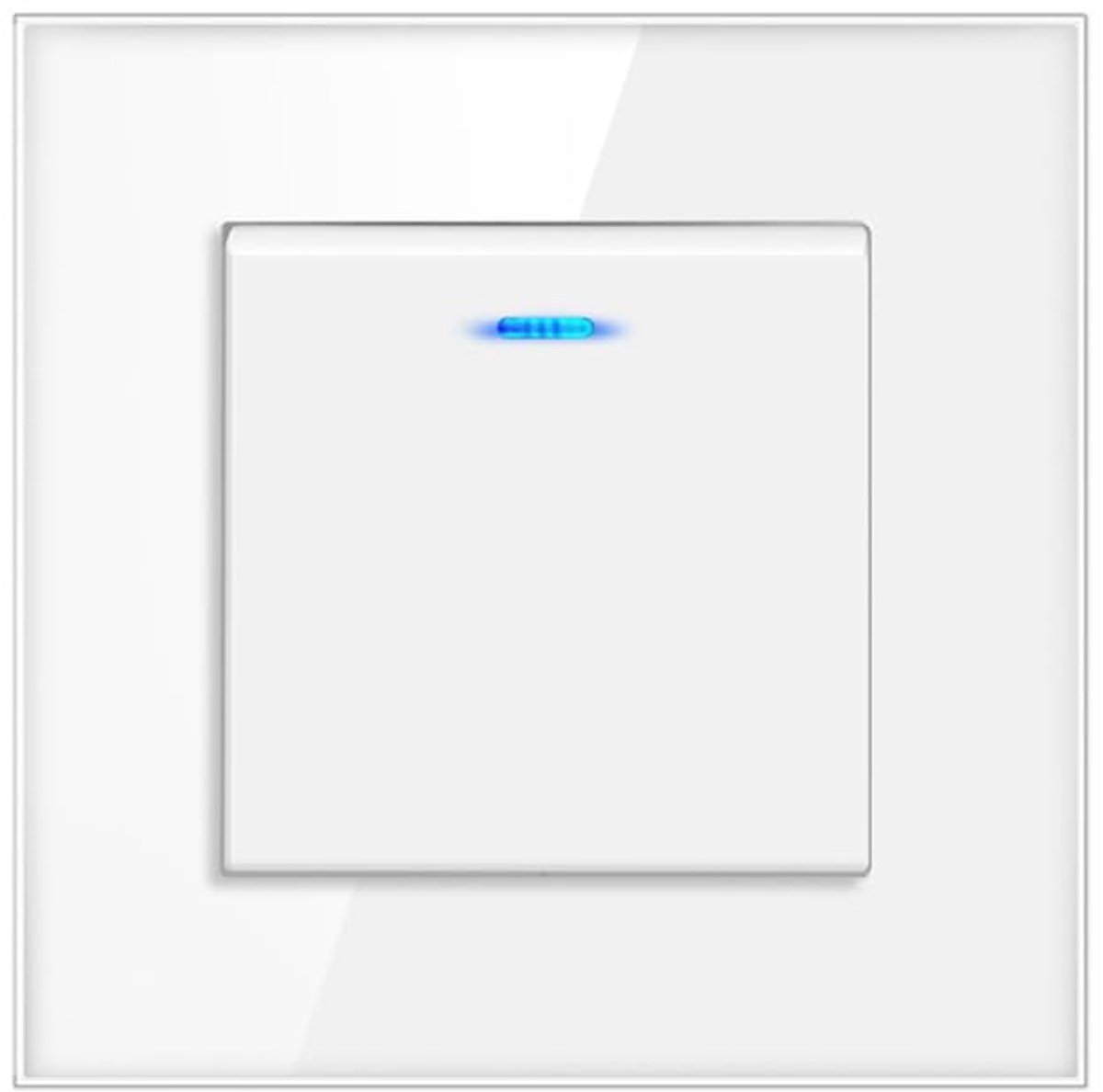 Lichtschakelaar, 1-voudig, 1-weg, glas, lichtschakelaar, inbouwknop, schakelaar, wandschakelaar, tuimelschakelaar (wit) - ShopVlot