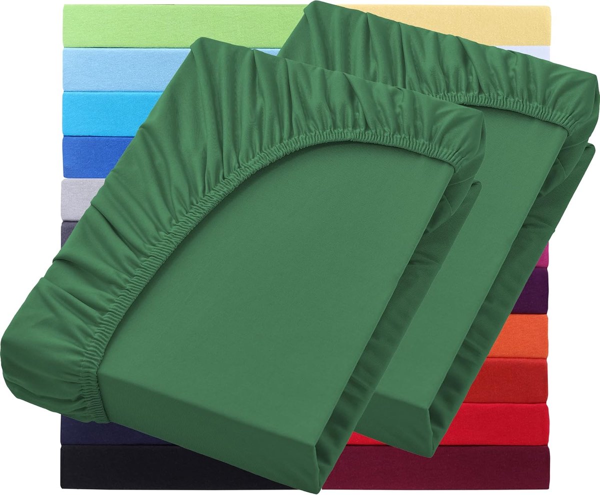NatureMark Basic Set of 2 Jersey Fitted Sheets 90x190 cm - 100 x 200 cm - 25 cm Mattress Height - ShopVlot