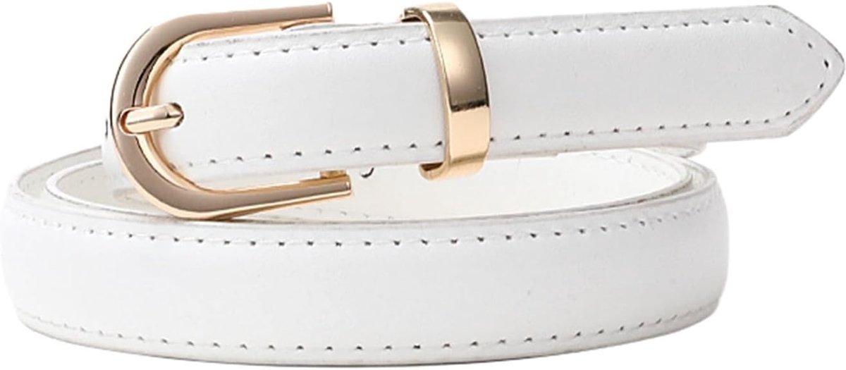 EFLAL 105-130cm Women Multi-color Pin Buckle Thin Leather Belt with D-shaped Alloy Buckle Decoration - ShopVlot