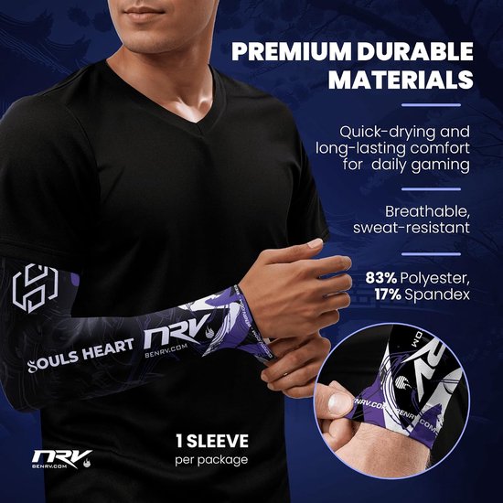 NRV Gaming Compression Cuff - SoulsHeart 2026 Edition - Gaming Sleeve eSport Anti-friction - ShopVlot — afbeelding 2