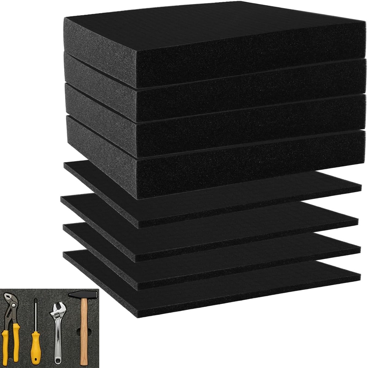 SHUESS 8pcs Grid Foam Cube Foam Tool Case Camera Case Foam Case Case Case Miniatures Tool 400 x 300 x 50/10 mm - ShopVlot