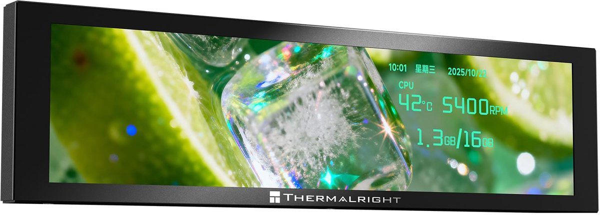 TR-Thermalright Trofeo Vision 9.16 LCD Black IPS 9.16-inch display screen with 1920x480 resolution – can be attached - ShopVlot