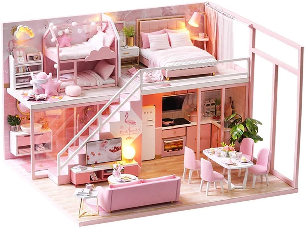 CUTEROOM lemogo Wooden Dollhouse – Furniture Pieces DIY Assembly Home Miniature Crafts Toys – Handmade Minimalist - ShopVlot