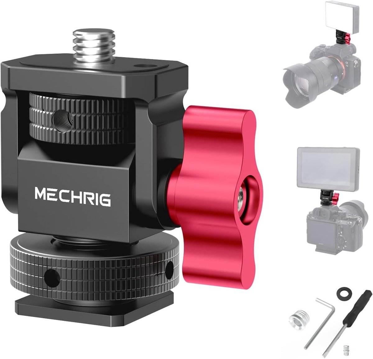 Mini-camera-monitorhouder met Cold Shoe, aluminium veldmonitorhouder met 1/4 inch schroefdraad voor ledlicht - ShopVlot