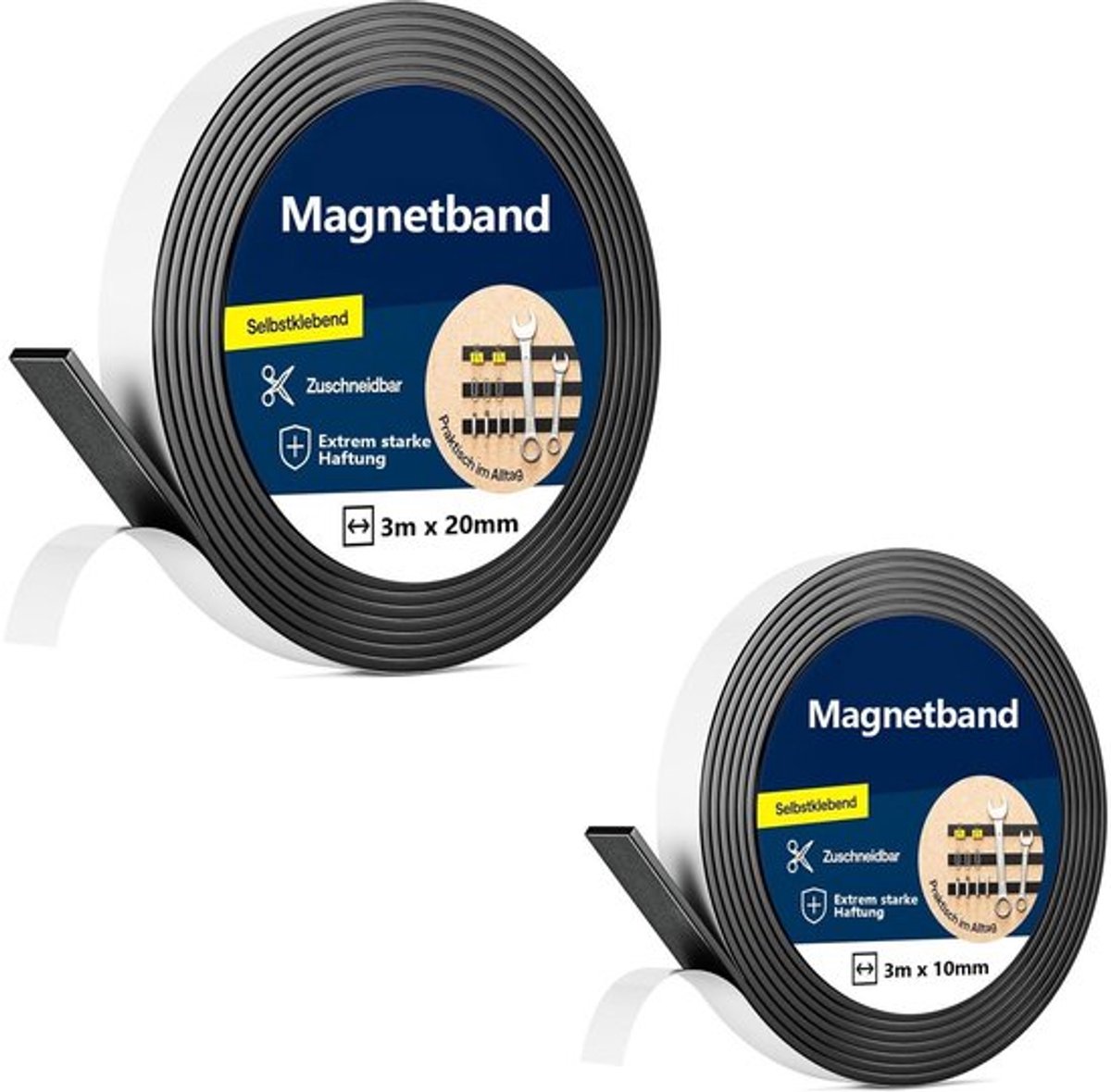 Magneetband 3 meter - Zelfklevend - Magneetstrip 2 mm - Magnetische Tape - Magnetische Band - Set van 2 maten