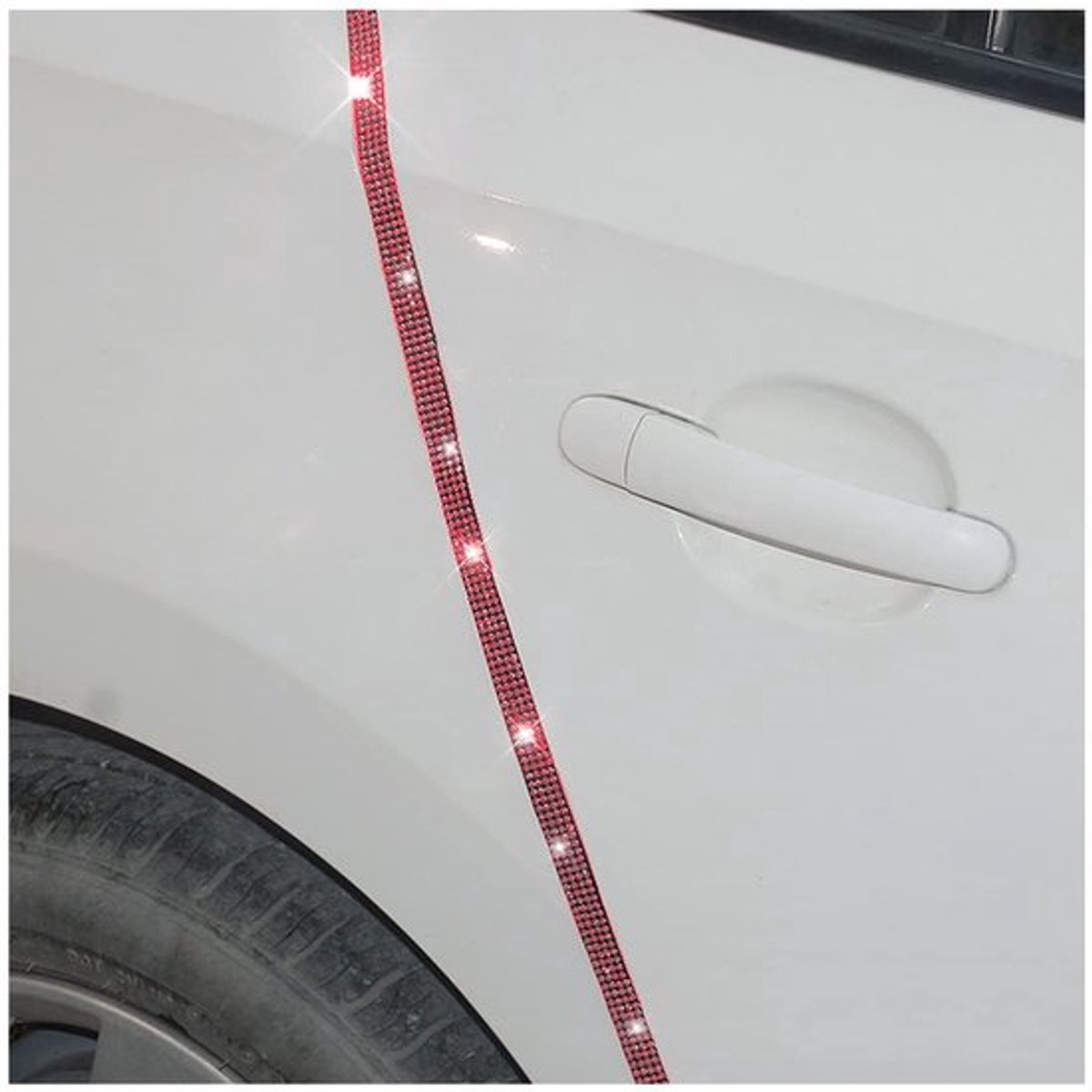 Deurrandstickers 4 stuks - Krasbestendige Rubber Strips - Diamanten Beklede Beschermstrips - Roestvrij Staal - 90 × 1 cm - Esthetisch Design - Bumperstrip