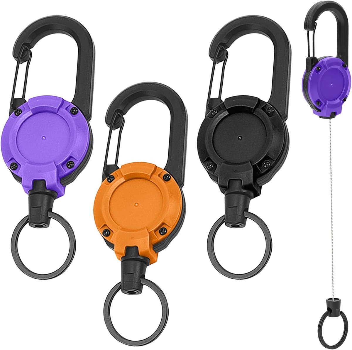 Sleutelhanger met ID-kaarthouder 60 cm - Stalen draad met karabijnhaak - Robuuste capaciteit tot 250 kg - ShopVlot