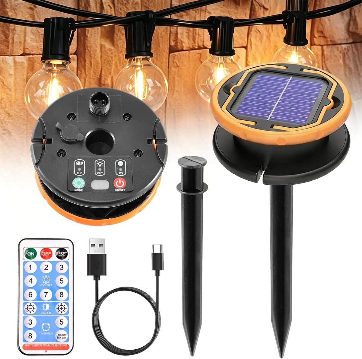 Solar panel 24 V 1200 mAh - vervangend onderdeel - 8 lichtmodi - automatische lading - ShopVlot