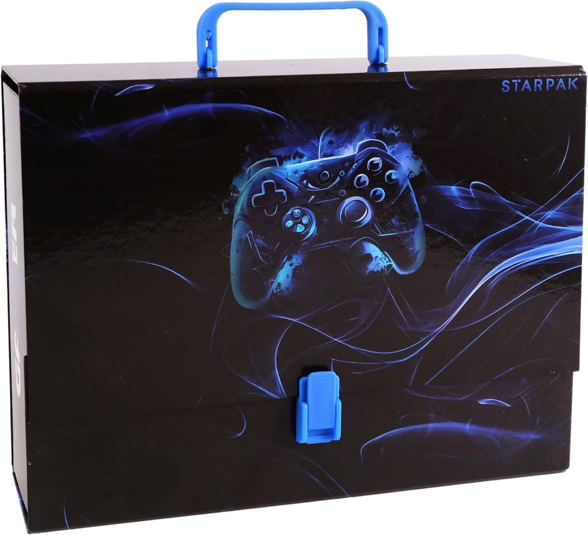 Schoolmap A4 XXL 9cm - Dikke Karton - Gamer Blauw - Ideaal voor School - ShopVlot
