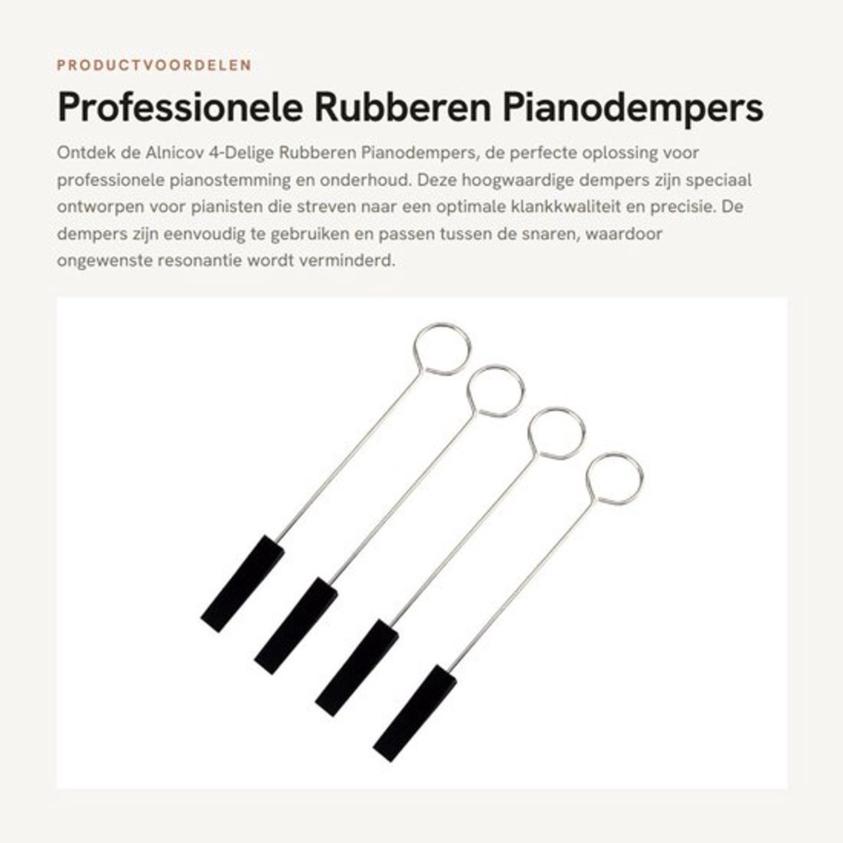 Pianodempers Professionele Onderhoudskit - 4 Stuks Rubber - Handgrepen - Tuning - Dempers - 1,2 x 48 mm