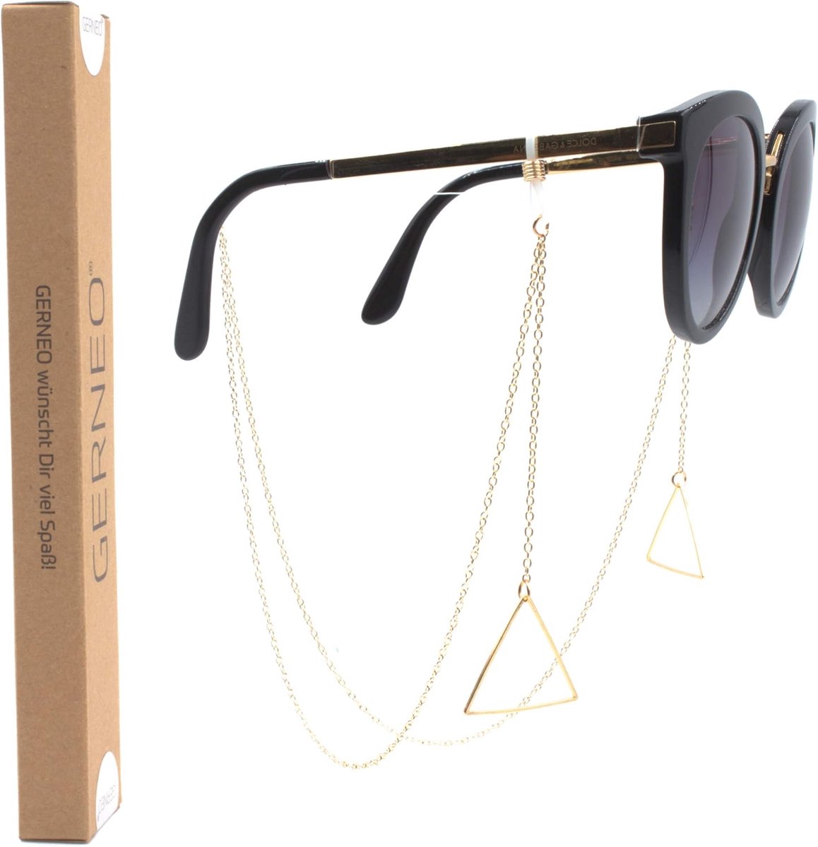 Brilketting - Premium glazen ketting - RVS look in goud - Unisex voor leesbrillen en zonnebrillen - ShopVlot