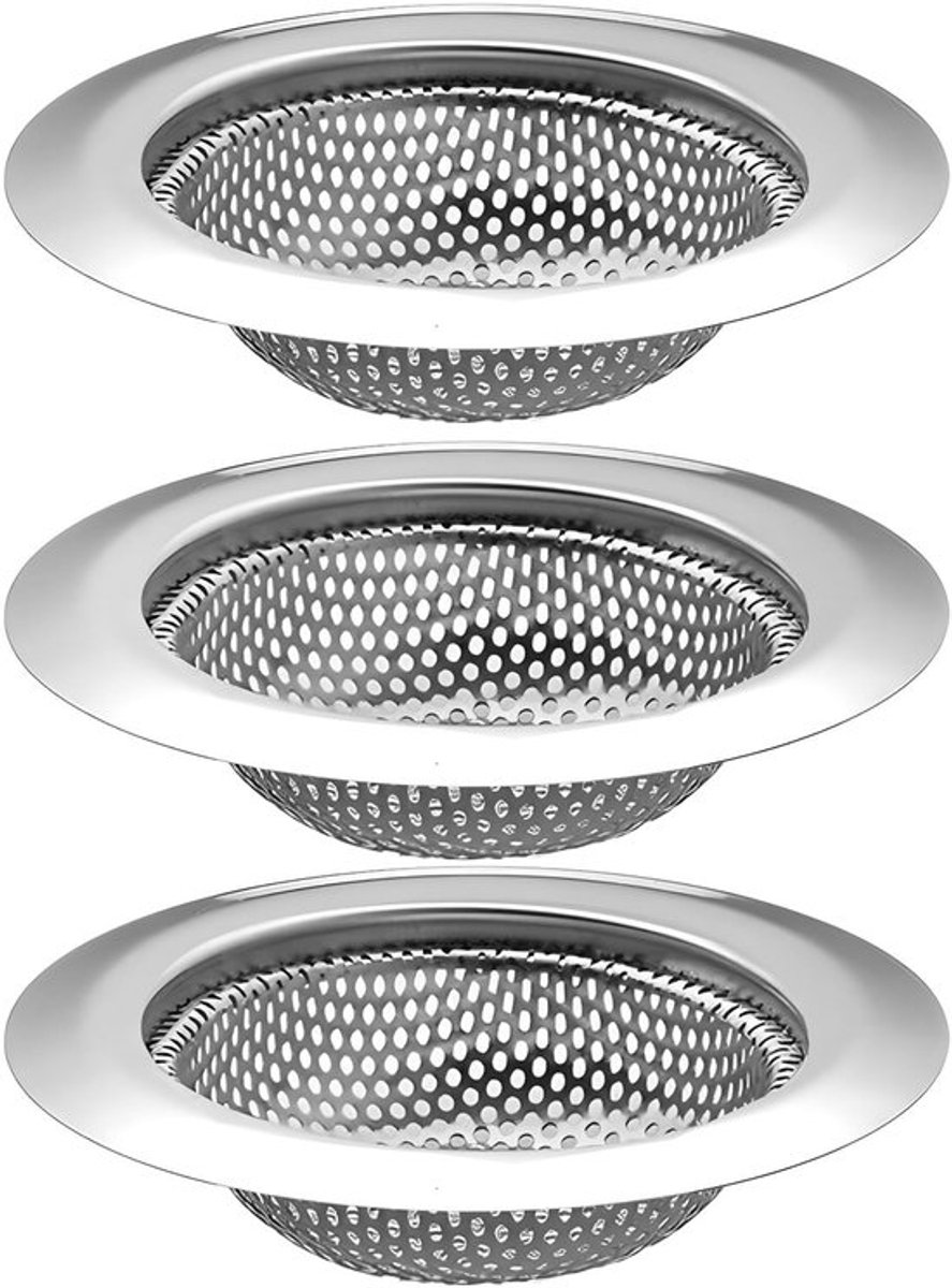Filter Set - 3 Filters van Roestvrij Staal - Wastafelfilter - Douchefilter - Antivervuiling - Eenvoudig te Reinigen - Afvoerfilter