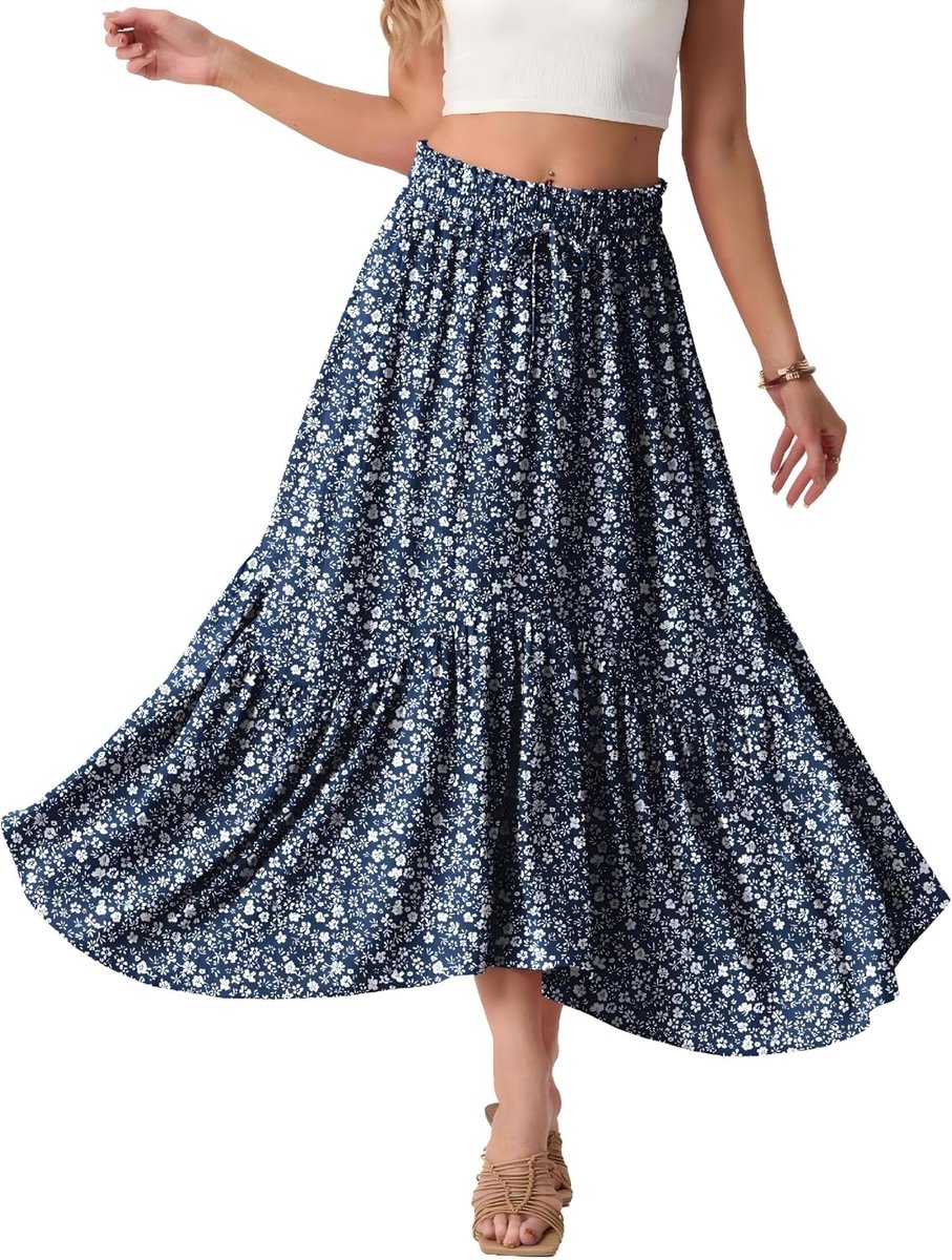 Zomerrok dames lang elegant - met zakken - boho stijl - perfect voor vrijetijd en vakantie - ShopVlot