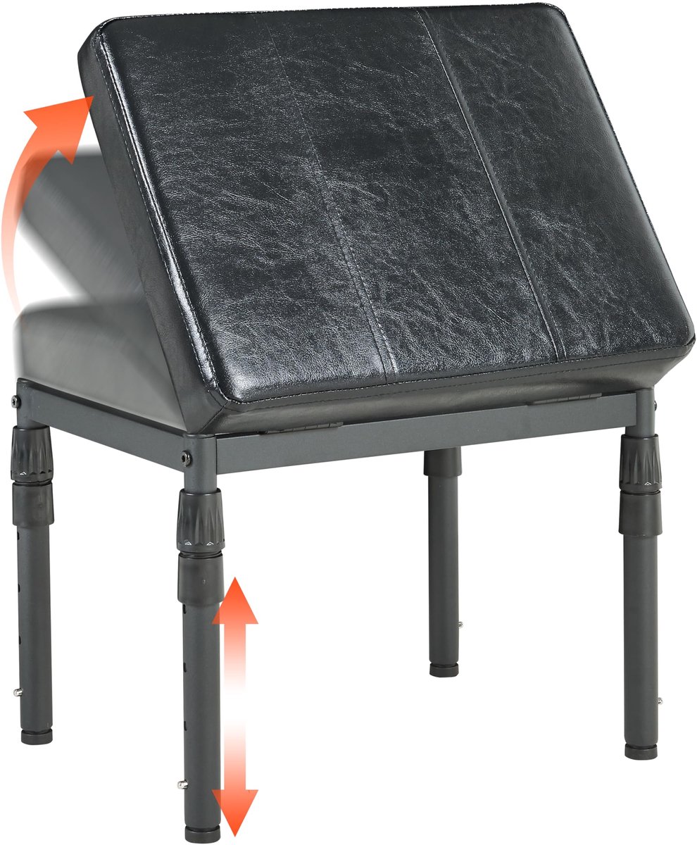 Verstelbare voetensteun - ergonomische ottoman - zwart kunstleer - ideaal voor kantoor en thuis - ShopVlot