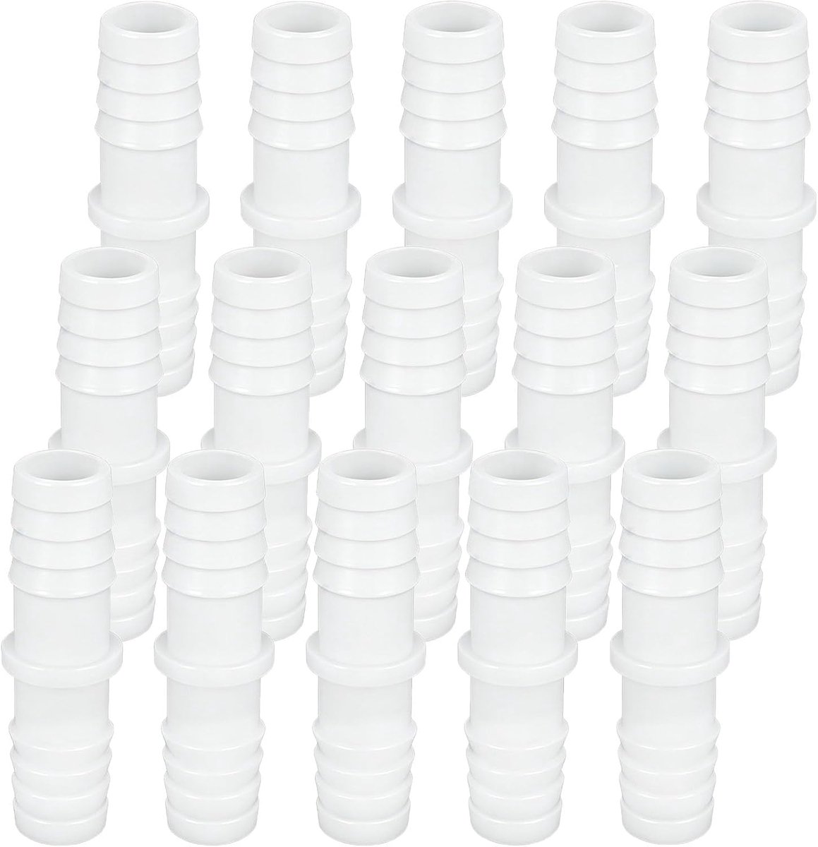JCKD 15pcs White Plastic Hose Connectors, Barbed Hose Connector, Hose Connection Adapter, Barbed Pass Connector - ShopVlot