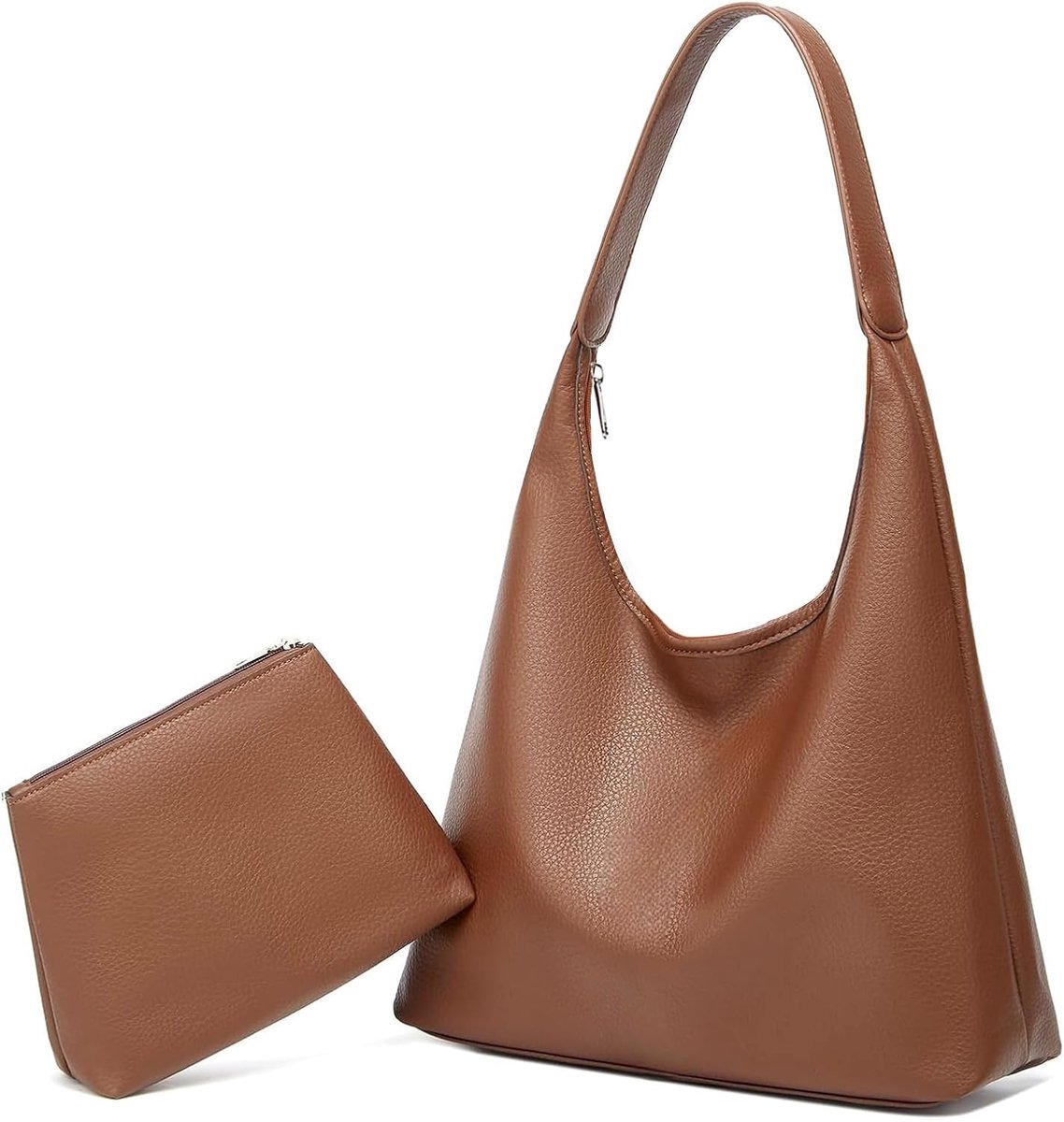 HAIWILL Women's Handbag Tote Bag Large Shopper Bag Zipper Shoulder Bag Leather 2-Piece Set for Work, School, Shopping - ShopVlot