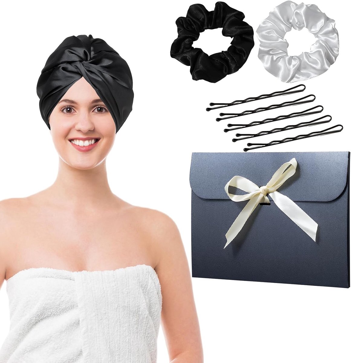 Silk sleep cap black sleep cap for hair at night Silk Bonnet Silk for Women with All Hair Types - ShopVlot