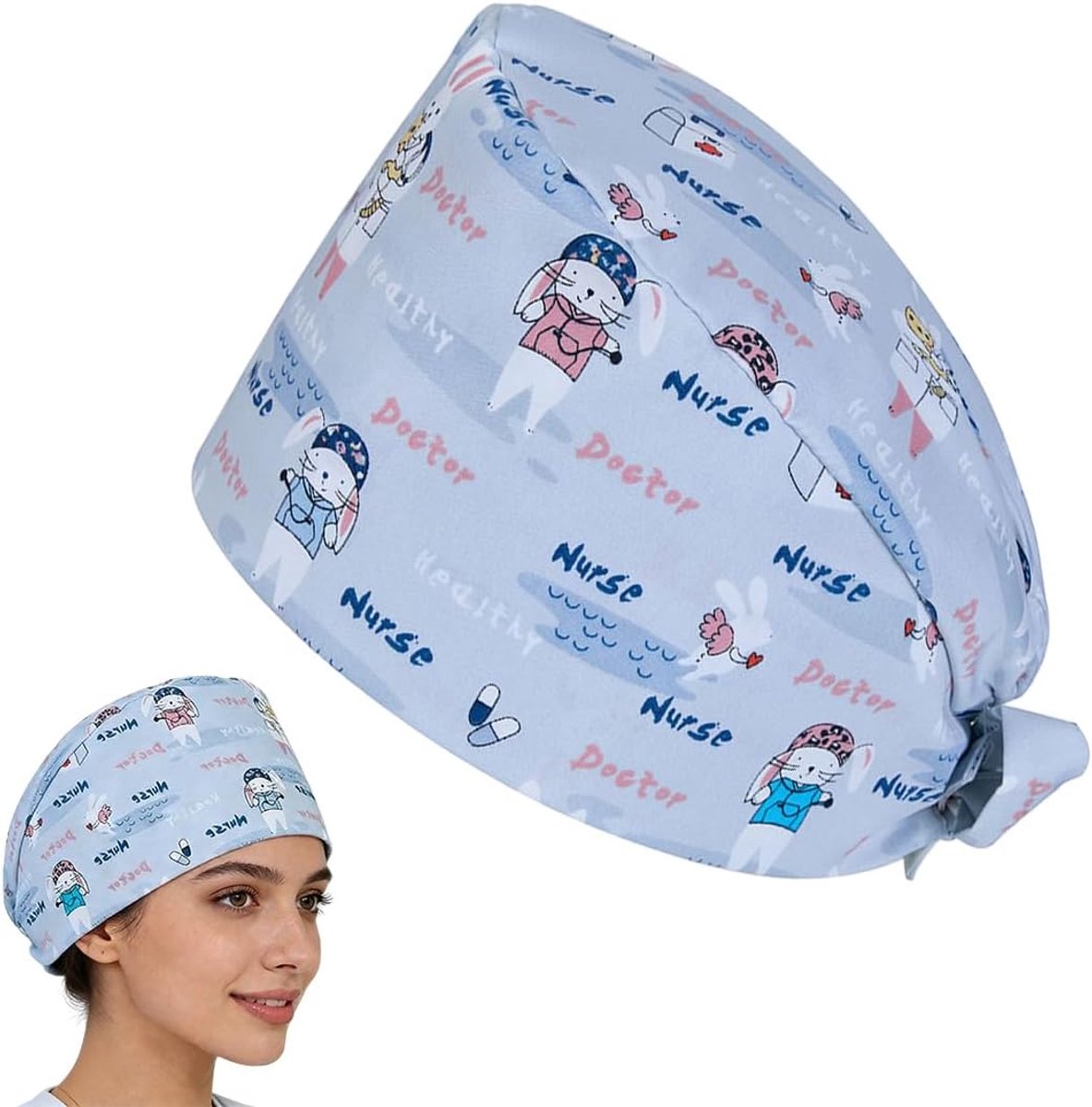 1 x Quirofano damesmuts, lang haar, verstelbaar, chirurgische muts, herbruikbaar, voor dames en heren, koksmuts - ShopVlot