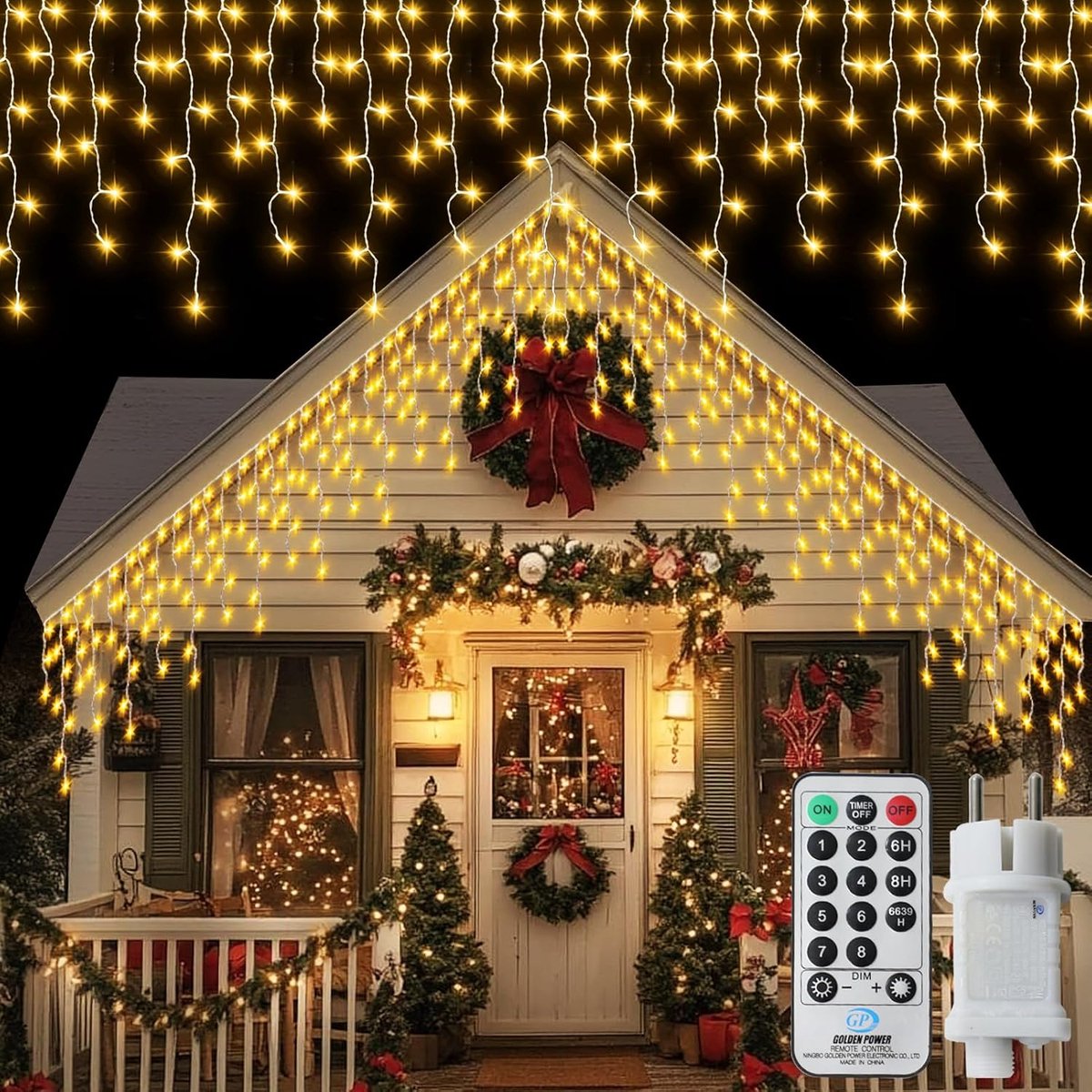 CCILAND IJzel String Lights Outdoor, 14M 360 LED String Lights Christmas IJsel with Remote Control Timer, Waterproof 8 - ShopVlot