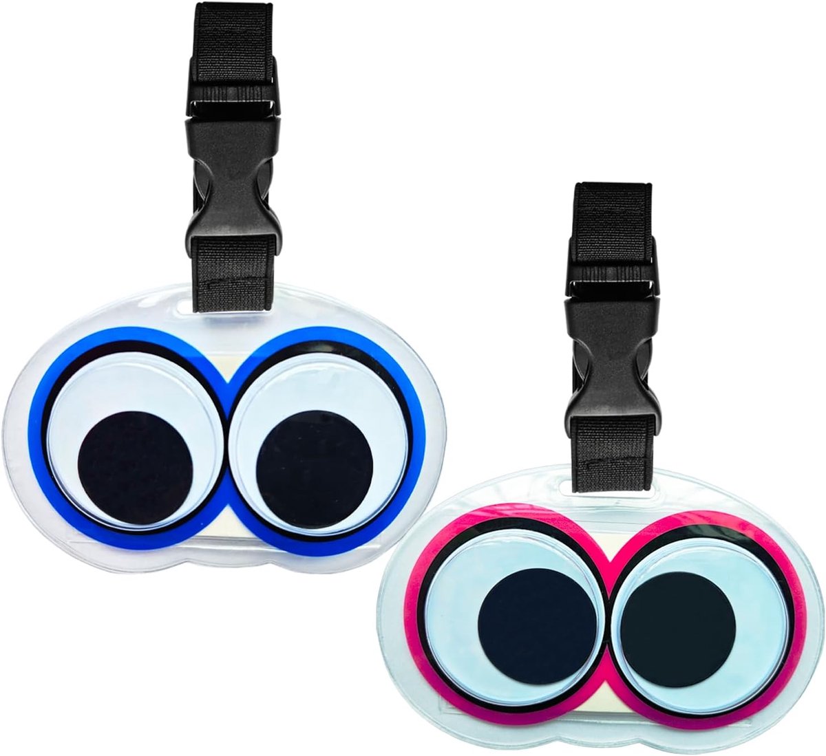2pcs Luggage Tags for Suitcases, Funny Wiggle Eyes Suitcase Labels PVC Plastic Safe Suitcase Labels for Travel - ShopVlot