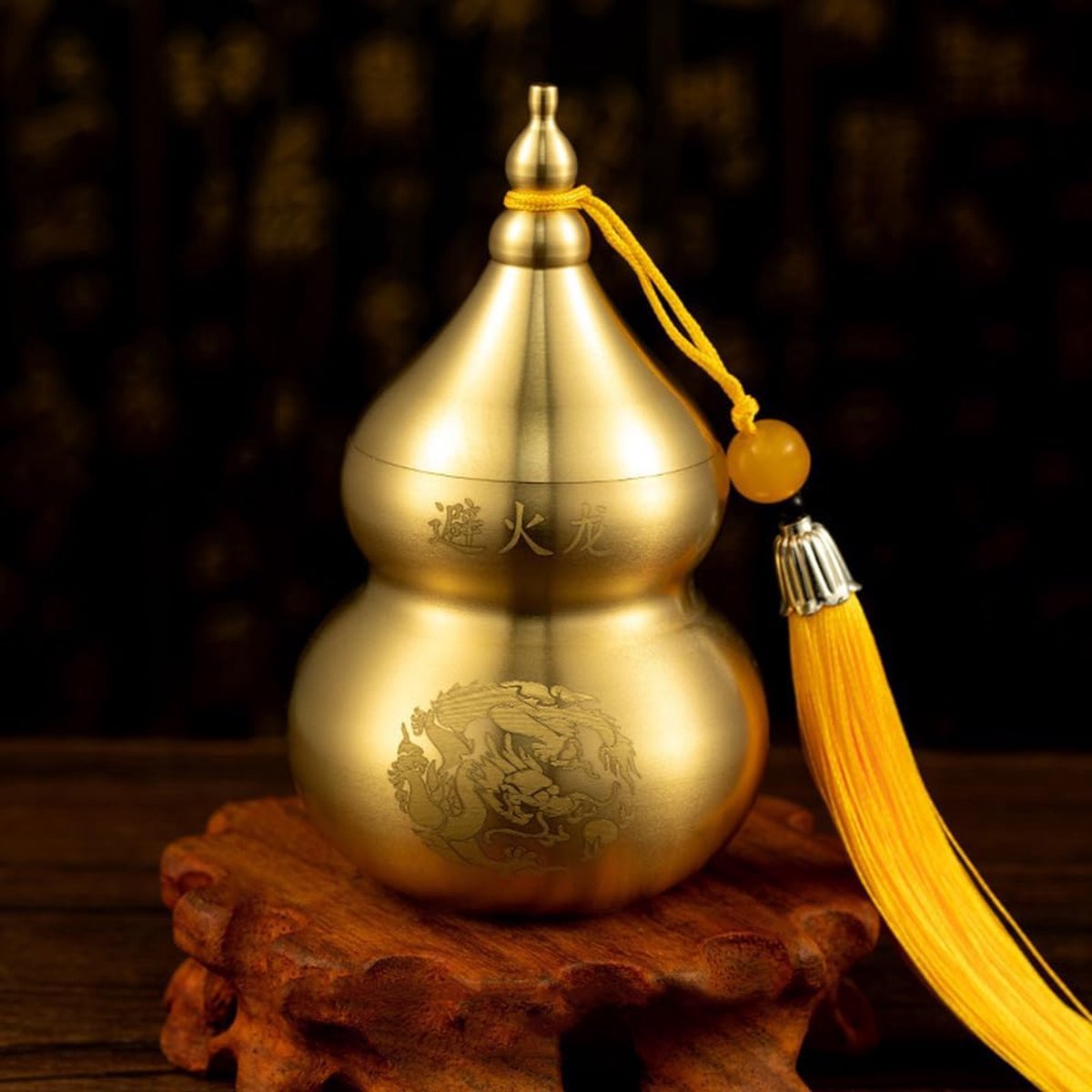 Feng Shui Chinese Brass Hu Lou Pumpkin Statue Brass Wu Lou Cucurbit Home Decoration Table Bookshelf Ornaments Happy - ShopVlot