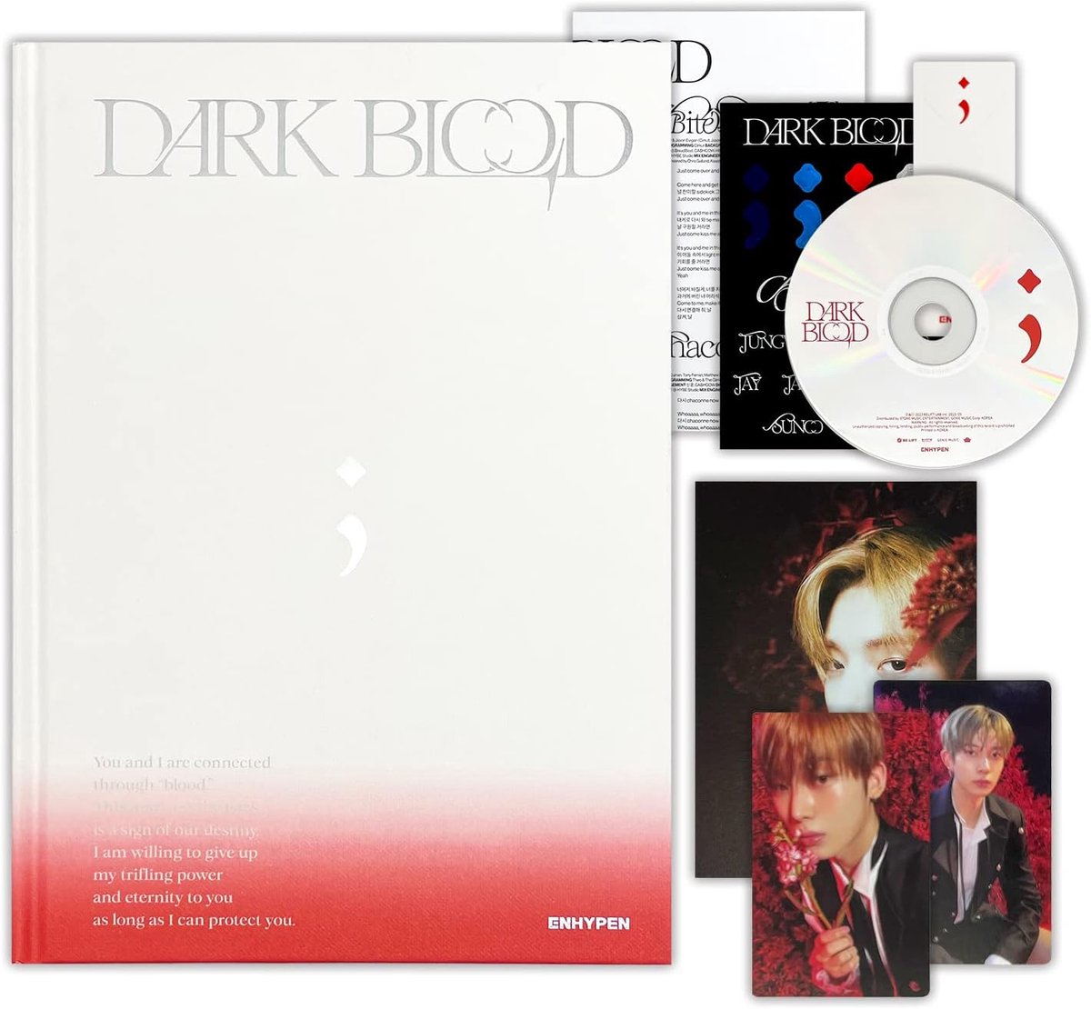Enhypen - Dark Blood Photo Book + CD-R + Photocard + Message Photocard + Sticker + Postcard + Bookmark + Poster with - ShopVlot