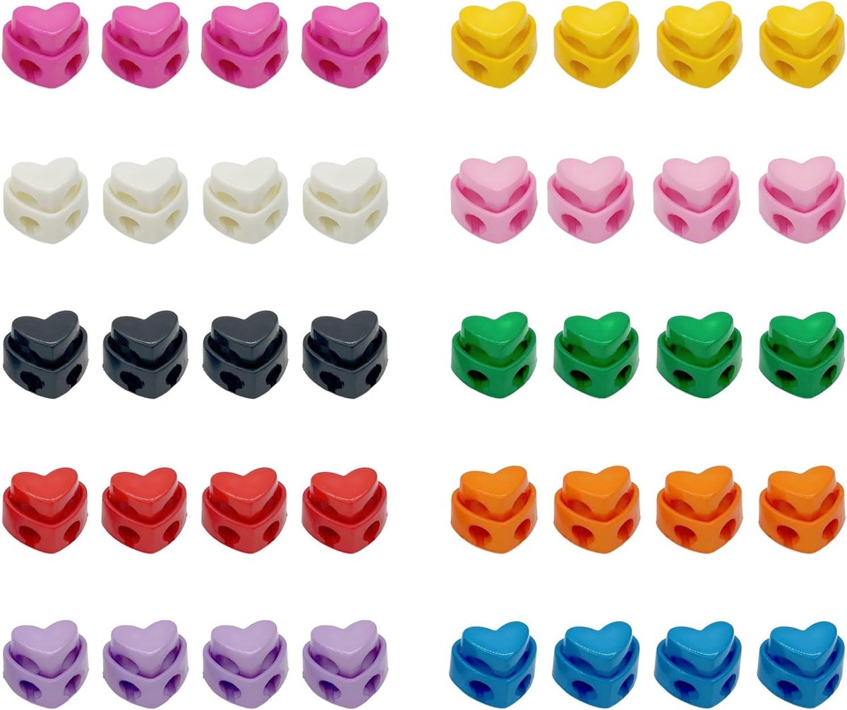 Drawstring Locks for Drawstrings, 40 Pcs Heart Switches for Drawstrings, Double Hole Cord Locks, Durable Anti-Aging - ShopVlot