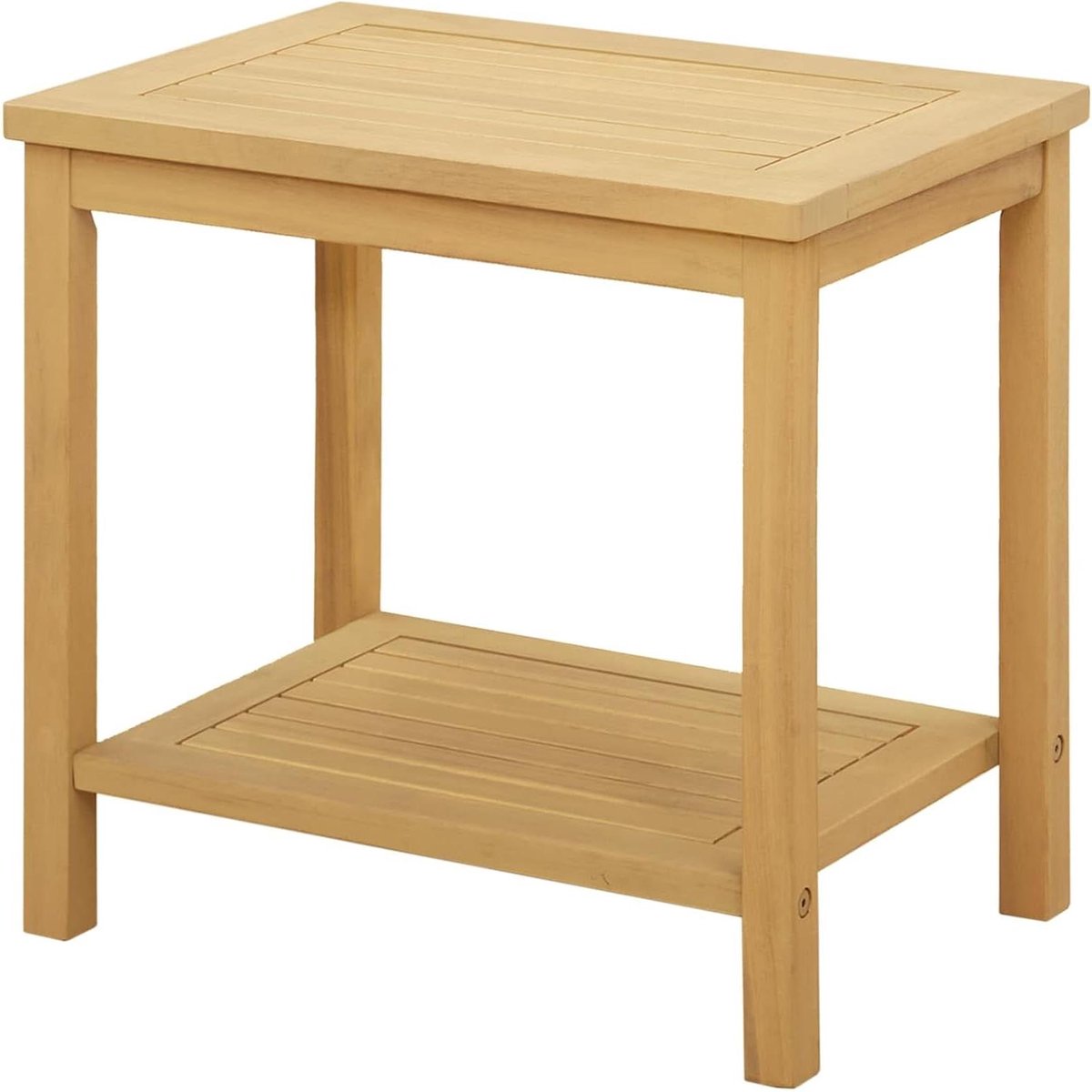 Bijzettafel Acaciahout - Tuinmeubel Tafel - Buiten Zitten - Met Extra Legplank - 50 x 35 x 45 cm - Olie-Naturel