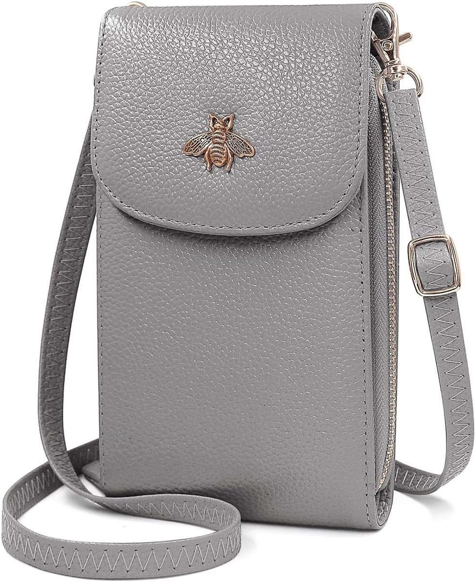 HNOOM Schoudertas voor dames, klein, echt leer, crossbody-telefoontas, portemonnee, portemonnee met 8 kaartsleuven en - ShopVlot