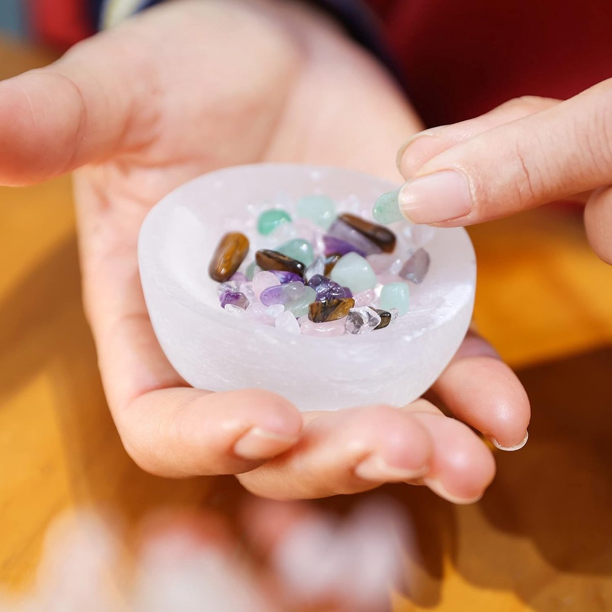 SnelShoppen - Seleniet Kristallen Oplaadkom 6.5cm - Natuurlijke Edelsteen - Fengshui Schoonmaak en Verfrissing - Handgepolijst Marokkaanse Seleniet