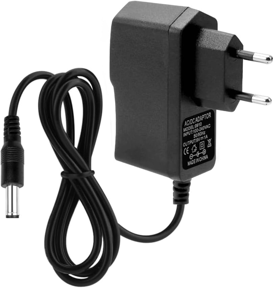 DC 9V 1A 1000mA Power Adapter, 2m Plug 5.5mm x 2.1mm Adapter, Center Positive AC 100-240V to DC 9W Switch Plug for 9V - ShopVlot