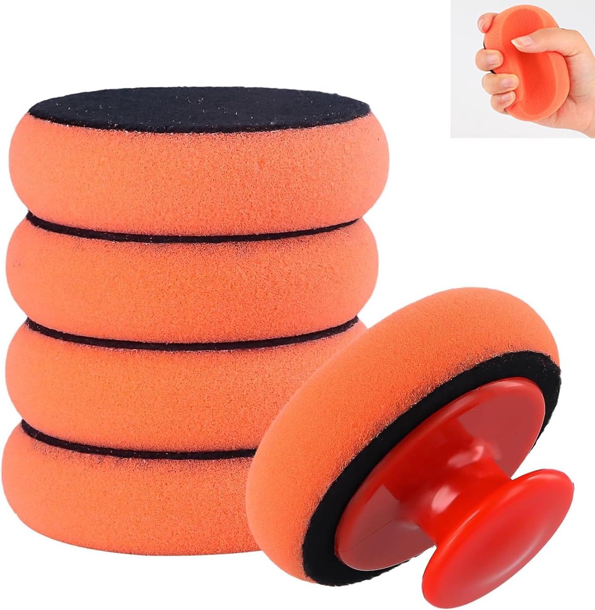Pack of 5 Car Polishing Sponges, Microfibre Polishing Sponges, Polishing Sponges, Polishing Sponges with Non-Slip Grip - ShopVlot