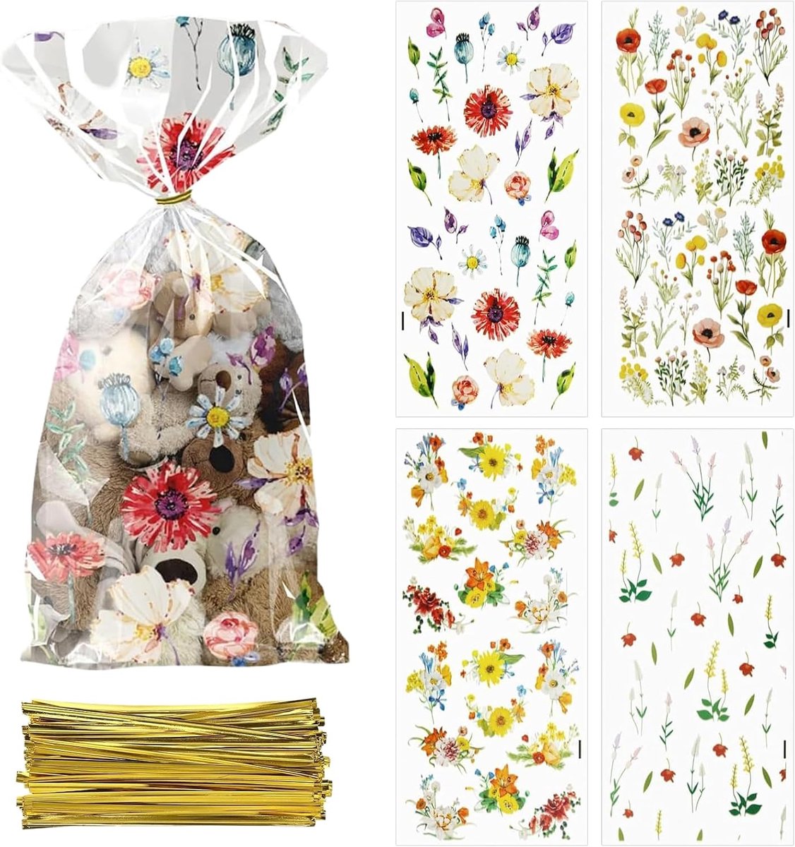 100 stuks cadeautasjes voor bloemen, snoepzakjes, perfect voor lentefeesten, babyfeestjes, vrijgezellenfeesten - ShopVlot