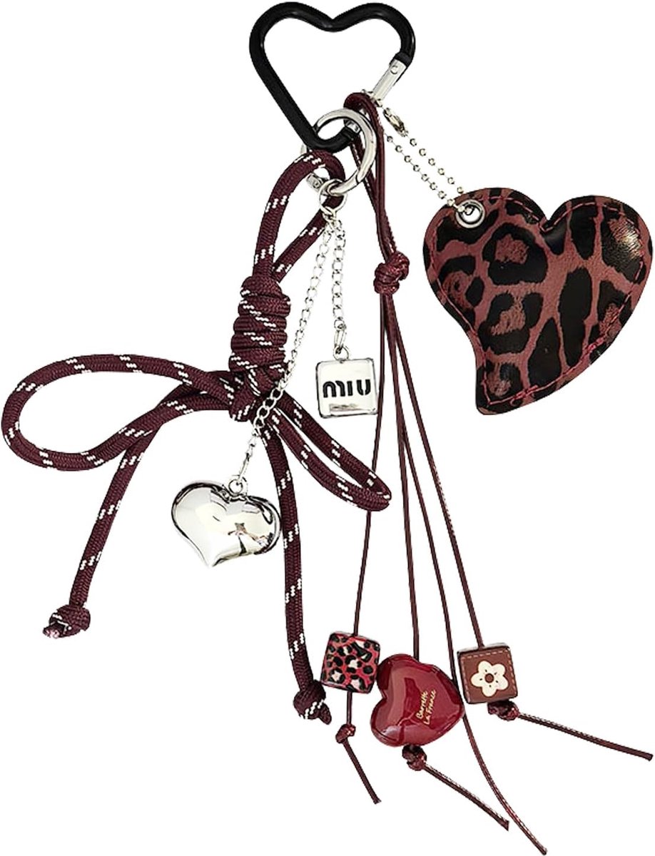 Sleutelhanger luipaard - wijnrood - luipaardpatroon - perfect voor handtas - ShopVlot