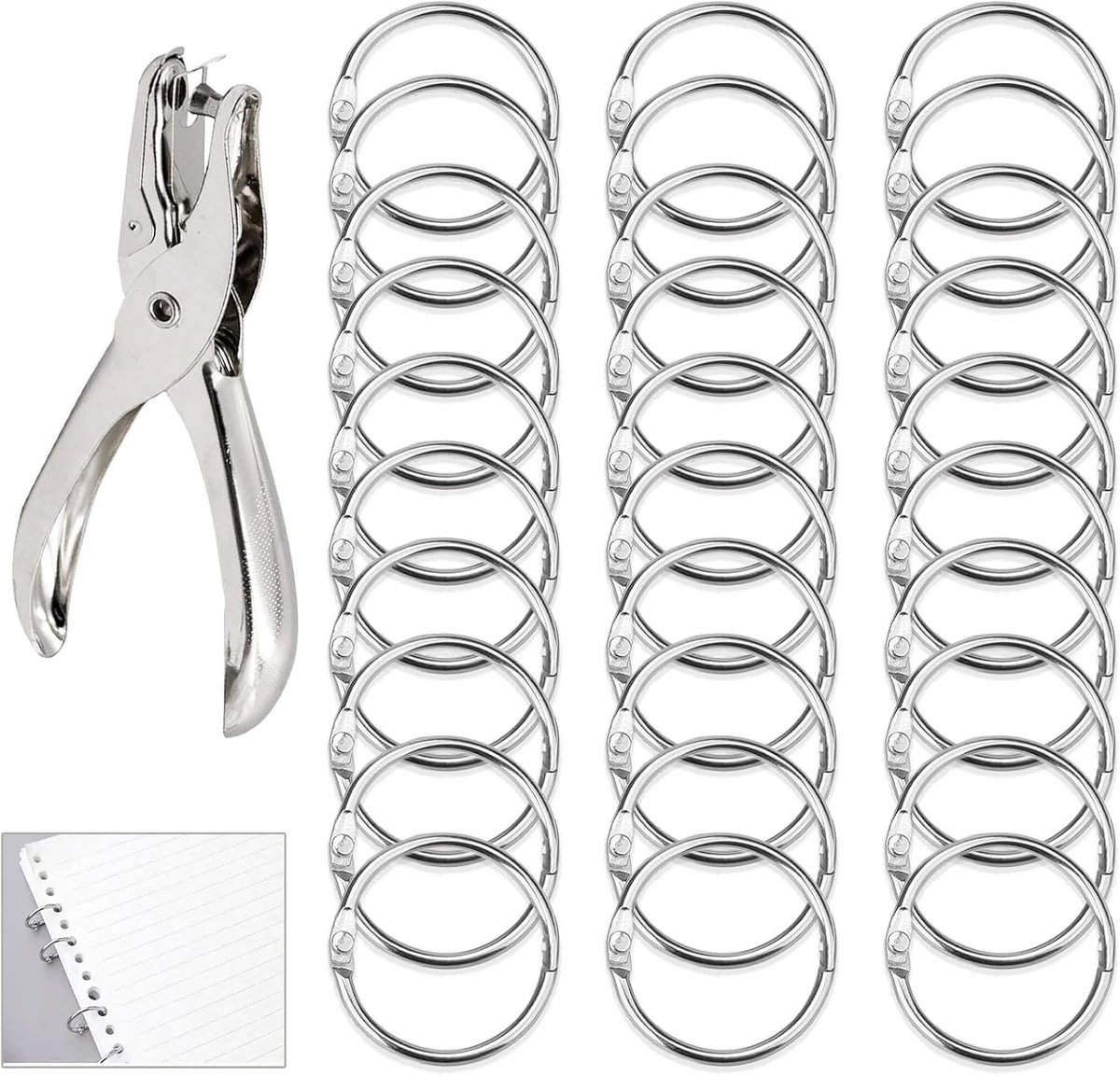Solidchoice - Set van 30 Boekringen met Perforator
