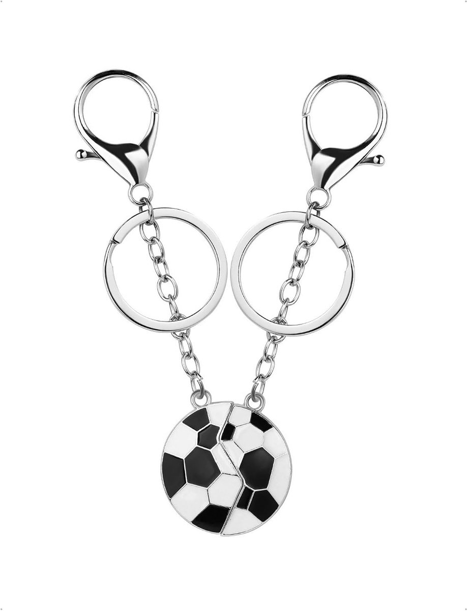 Magnetische voetbalsleutelhangers 2 stuks - zwart-wit - creatieve sportaccessoire - ideaal voor voetballiefhebbers - ShopVlot