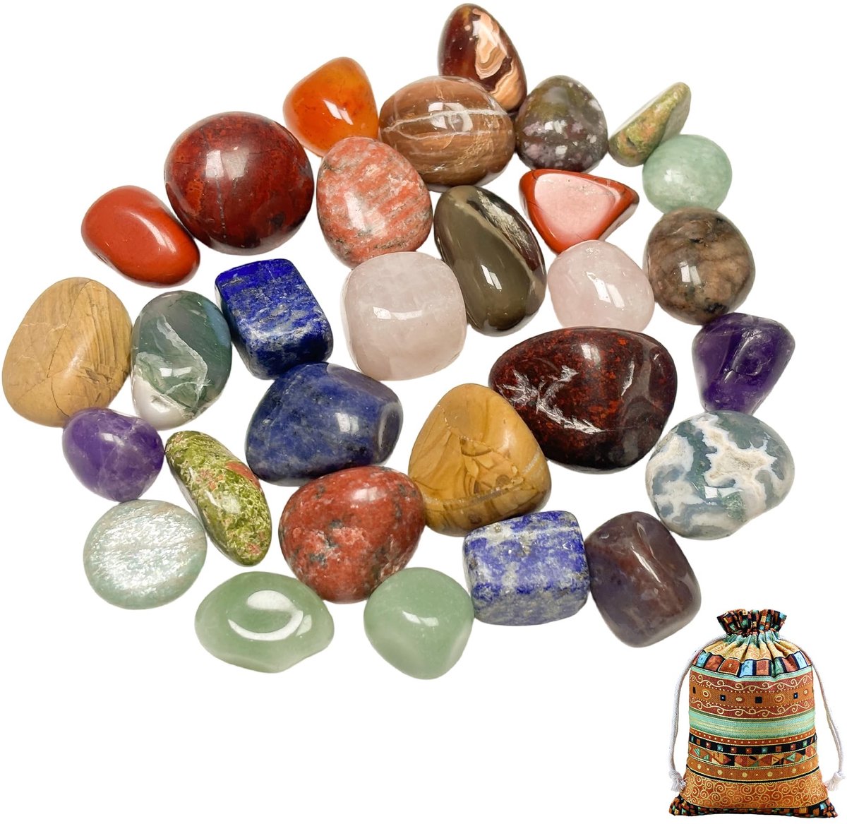 Solidchoice - Set van 200 g Tumbled Stones, Kleurige Geneesstenen