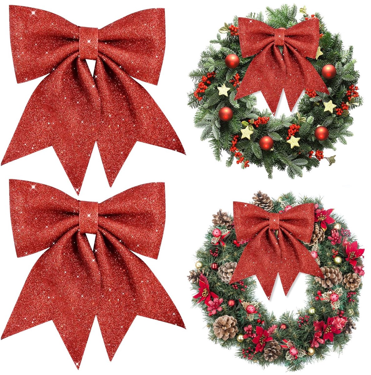 Solidchoice - Set van 2 Kerststrikken voor Decoratie en Cadeaus