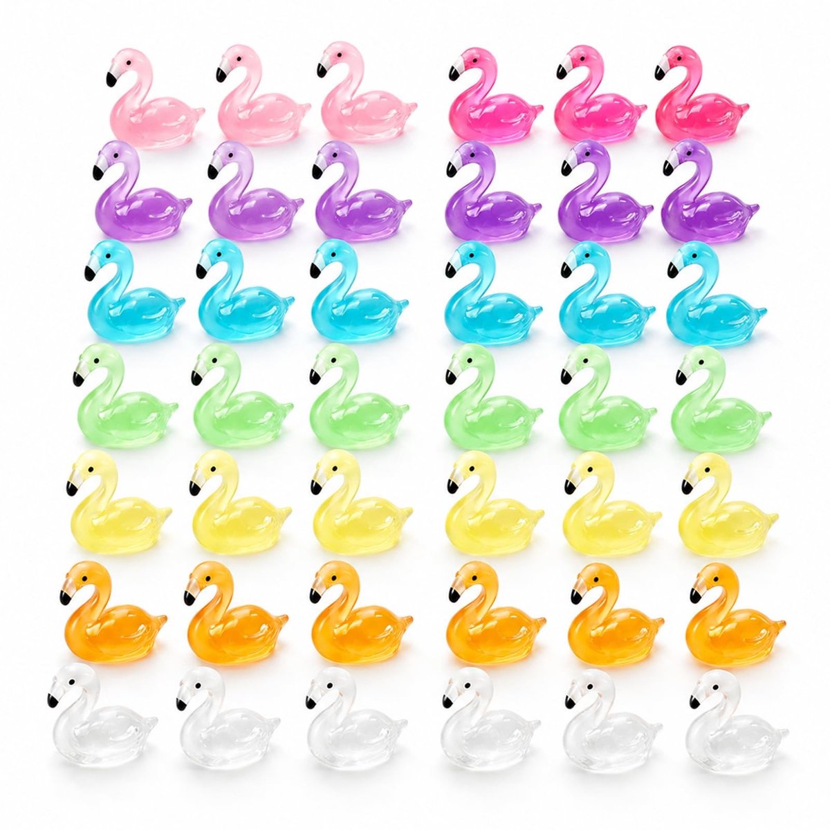 Solidchoice - Set van 32 Glimlicht Flamingo Figuren in 8 Kleuren