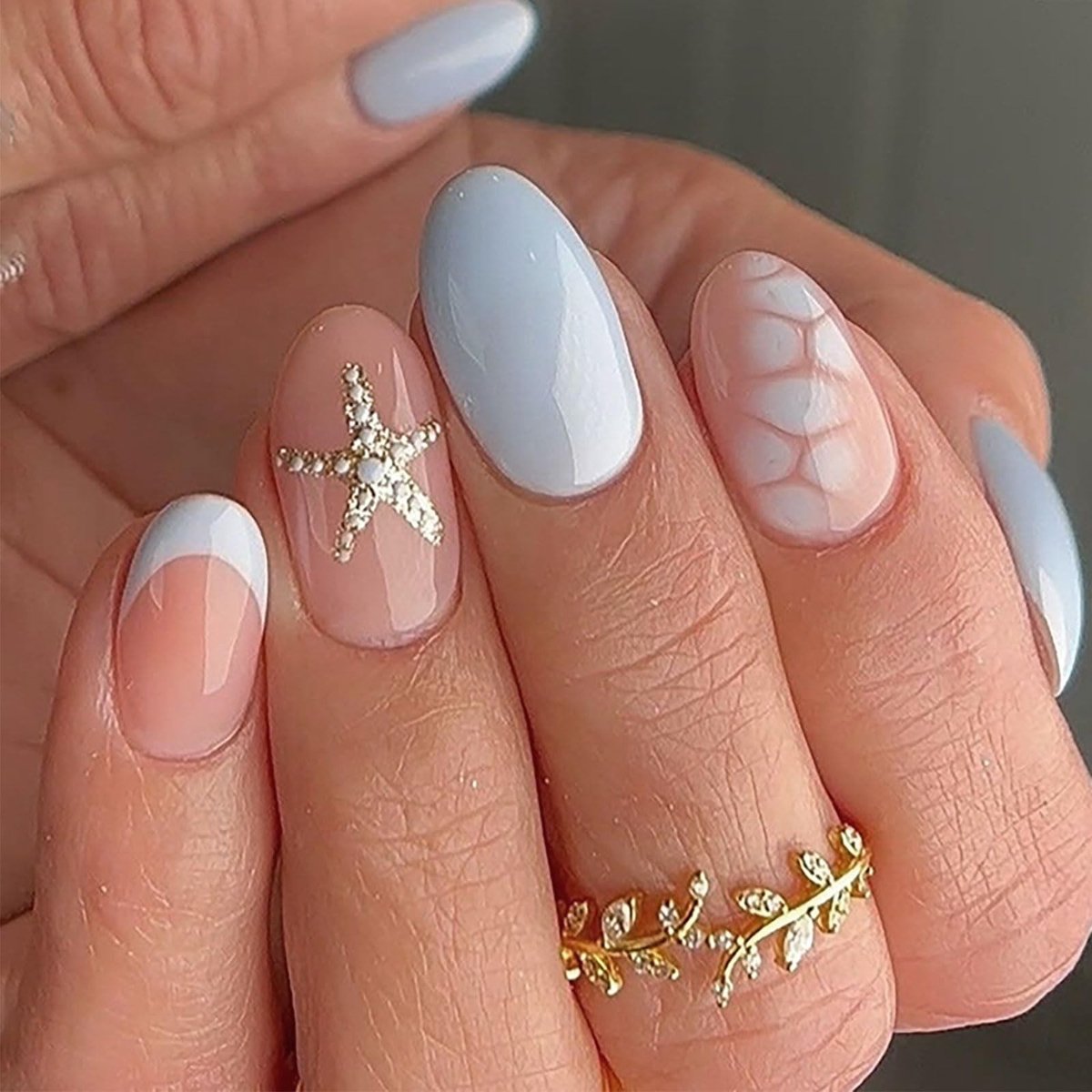 Solidchoice - Set van 24 Korte Acrylnagels met Sterrenontwerp