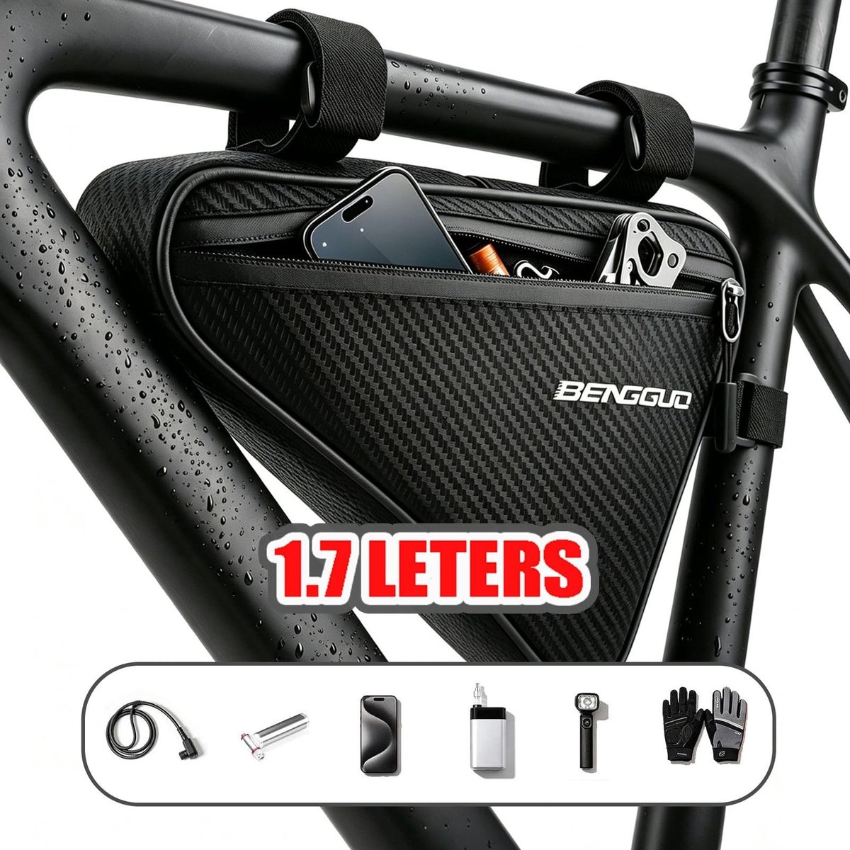Solidchoice - Driehoekige Fietstas, Waterdicht en Ideaal voor Smartphone en Sleutels
