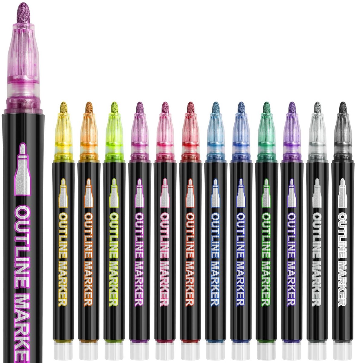 Solidchoice - Set van 12 Metallic Glitterstiften voor Creatief Schrijven