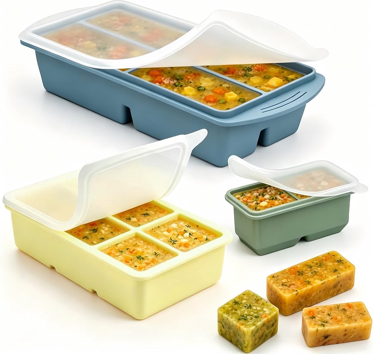 Siliconen vriescontainers set van 3 - 250ml & 125ml - BPA-vrij materiaal - veilig voor het hele gezin - ShopVlot