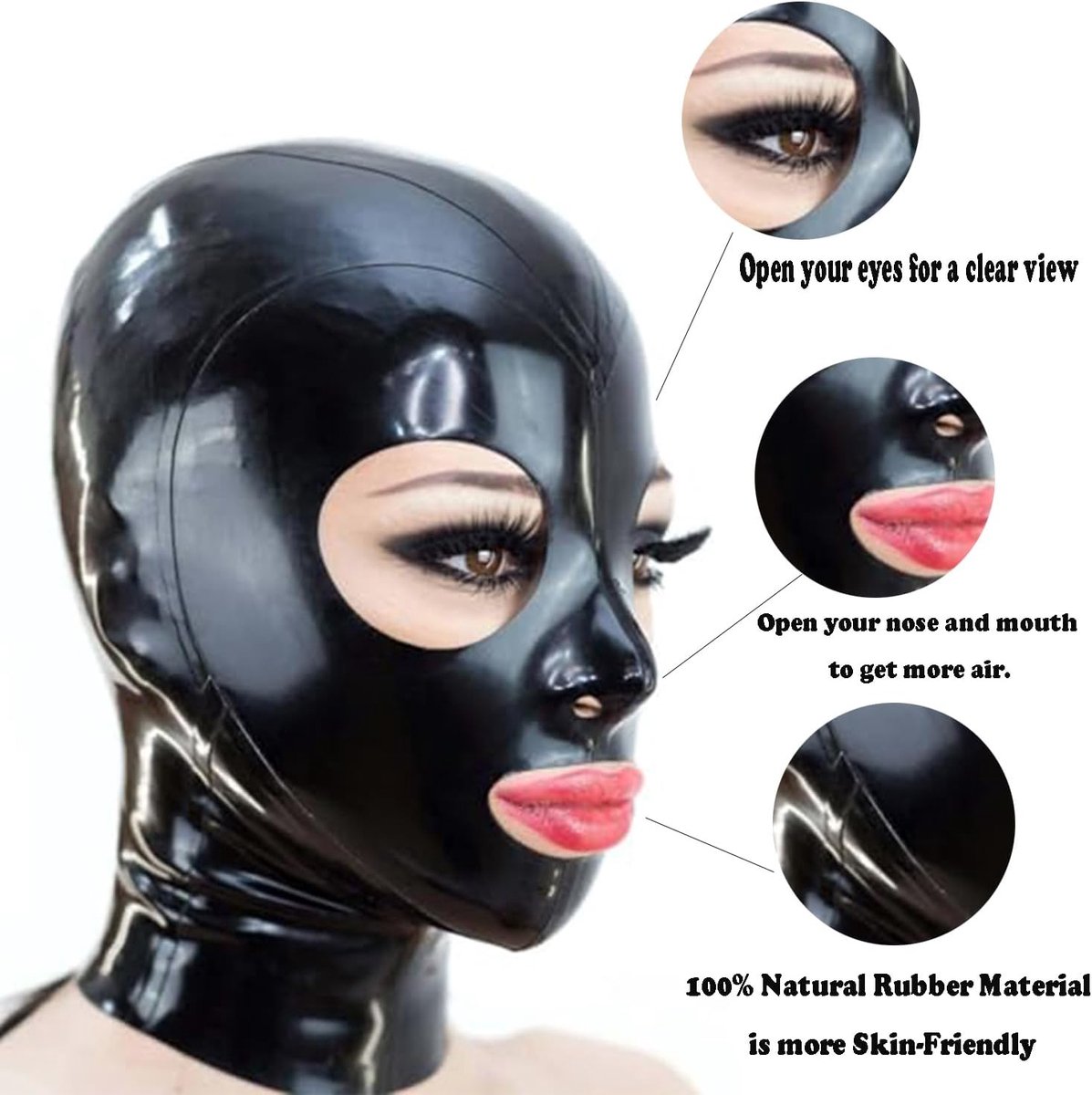 Latex Masker - Zwart - Open Ogen - Perfect voor Cosplay en Feestjes - ShopVlot