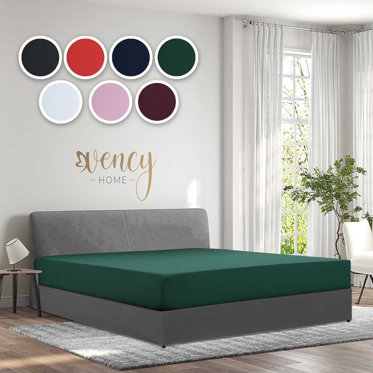 Jersey dekbedovertrek 90 x 200 cm - donkergroen - 100% katoen - perfect voor jouw matrashoogte - ShopVlot