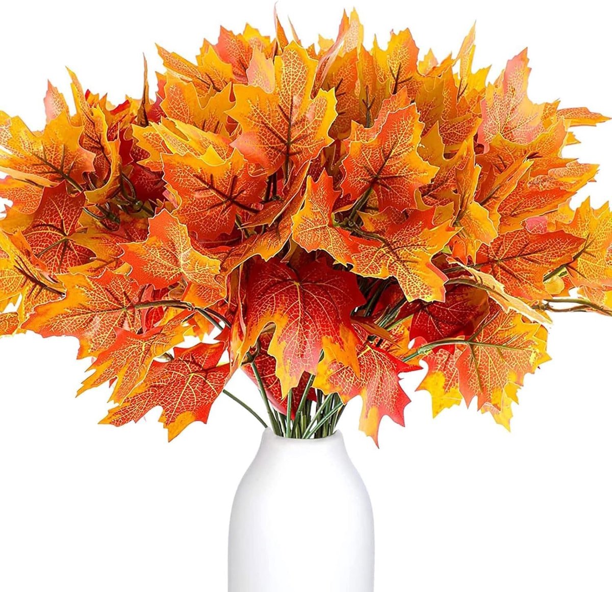 Kunstmatige Ahornbladeren 4 Stuks - Herfstdecoratie - Rood/Oranje - Ideaal als Tafelstuk - ShopVlot