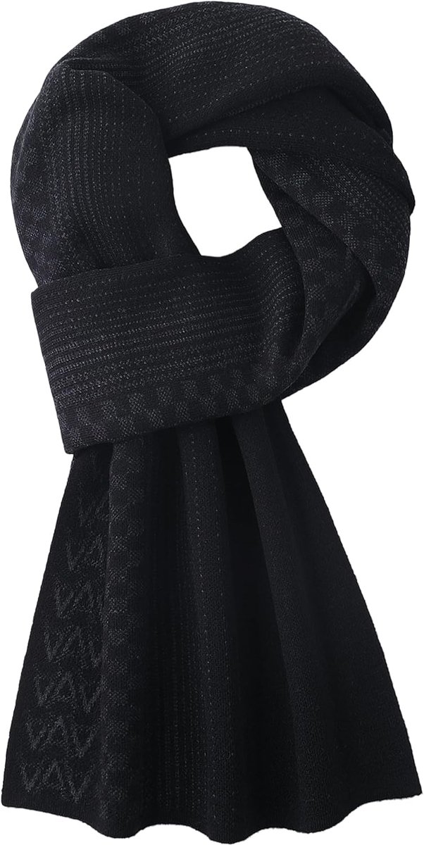 Sjaal voor mannen 180×30cm - 6% wol - zwart & grijs - stijlvolle aanvulling voor de urban gentleman - ShopVlot