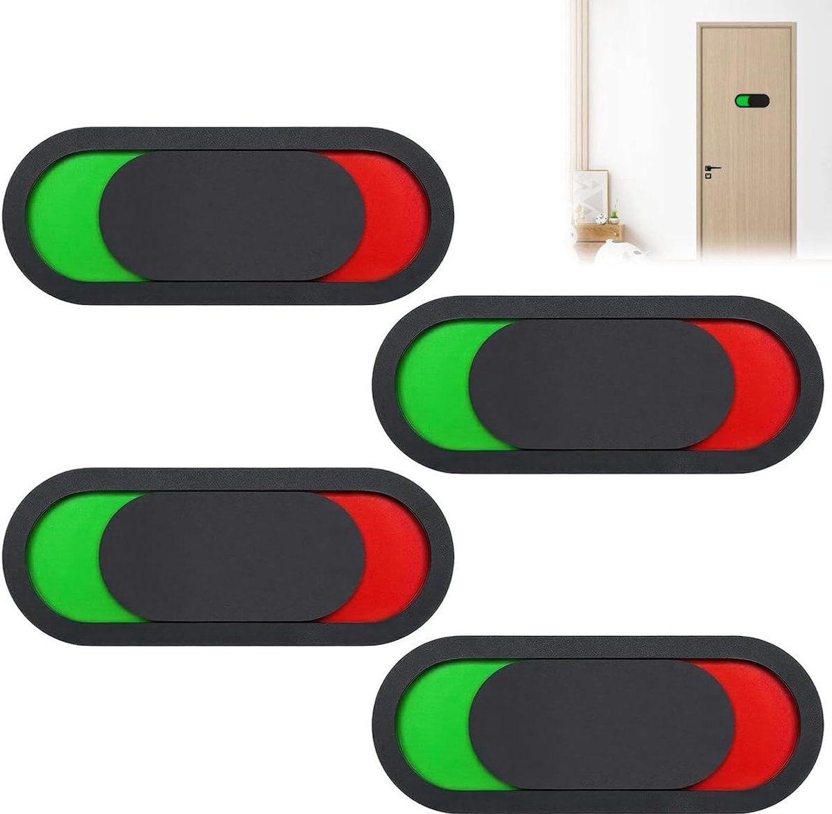 Set van 4 Zelfklevende Acryl Deurbordjes - Bezet/Vrij Privacy Signalen voor Thuis, Kantoor en Badkamer